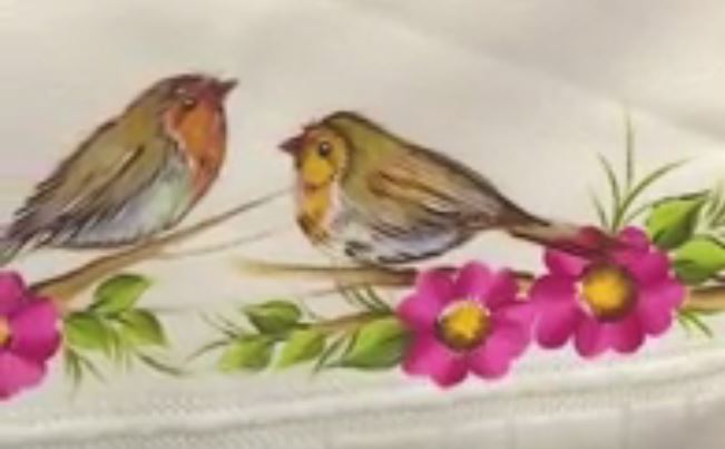 Denise Emery – Toalha de Mão Flores e Pássaros
