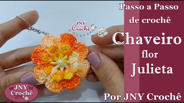 Chaveiro Flor Julieta por JNY Crochê