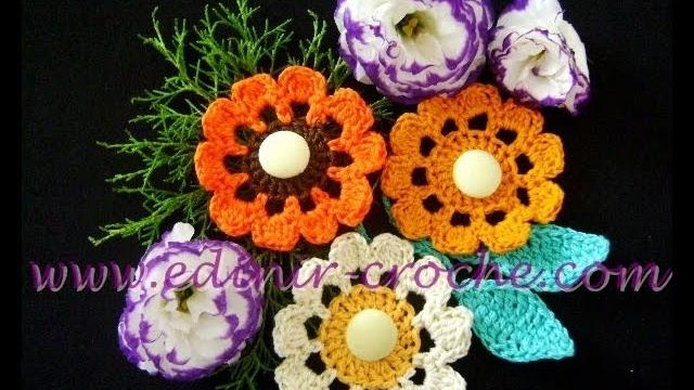 Aula de flores em crochê por Edinir Crochê