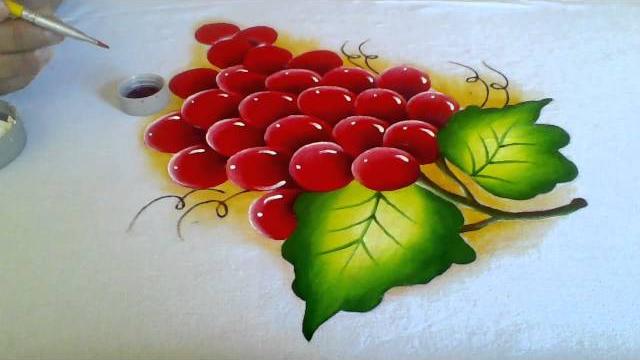Aprendendo a pintar uvas vermelhas