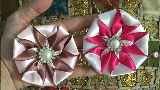 Flor de fita com duas cores – PAP – Cris Albuque