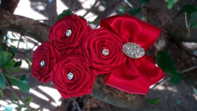 Tiara com rosas de fita – DIY – PAP Letartes