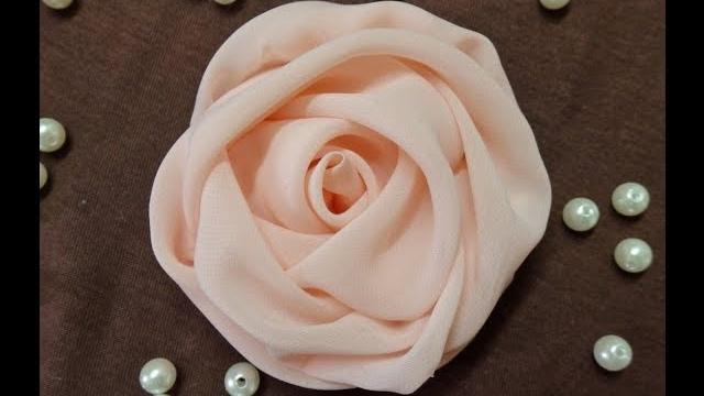 DIY chiffon rose,fabric rose tutorial,how to make  English