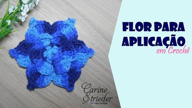 Flor em Crochê para aplicação por Carine Strieder