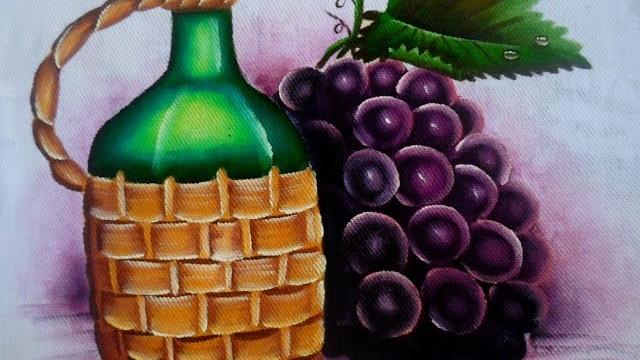 Como pintar Uvas e garrafa de vinho por Arte com Marcos Pedro