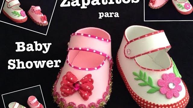 ZAPATITOS DE NIÑA PARA BABY SHOWER CON FOAMY