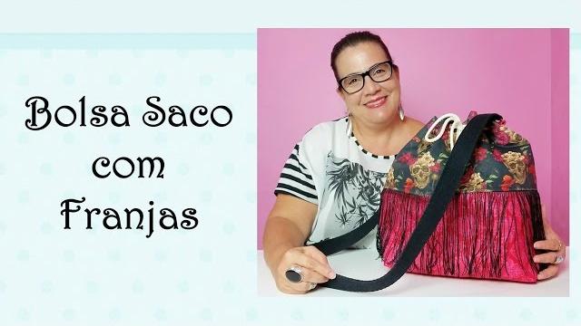 Bolsa Saco com Franjas por Arteirinhas by Claudia Viana