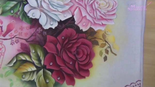 Pintando com Márcia Spassapan – Rosas com Pássaros | Técnica com Stencil