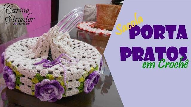 Porta Pratos de Crochê com flores por Carine Maria Strieder