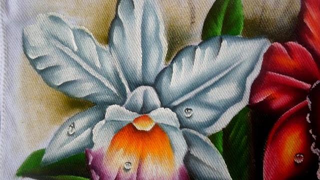 Como pintar Orquídea Branca em tecido