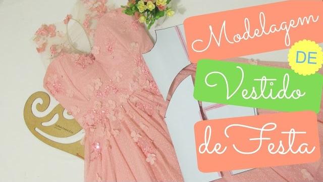 Vestido de Festa Rosê Quartz – Modelagem com Recortes e Saia Godê Franzidinha