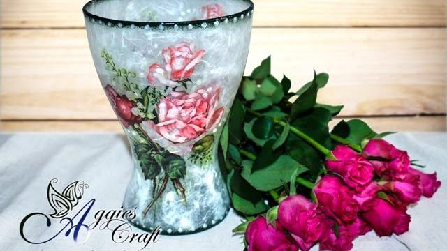 Decoupage Tutorial – Flor em vaso de vidro