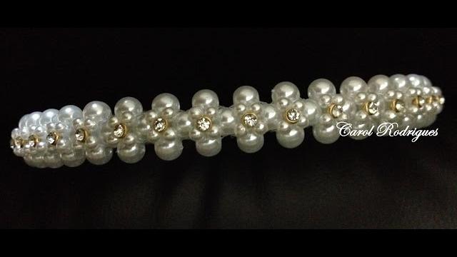 Tiara de Pérolas e Strass – Passo a Passo – Tiara de Noiva – Pearl Headband 2