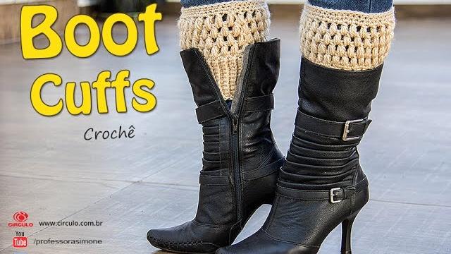 Boot Cuffs de Crochê – Com tabela de Tamanhos- P, M e G