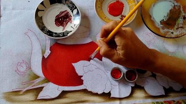 Pintando Chaleira Vermelha com Rosas Part. 1 – Ivanice Isabel