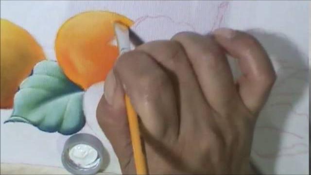 Como pintar Pera, laranjas e folhas Aula 6 – pintura em tecido Cristina Ribeiro