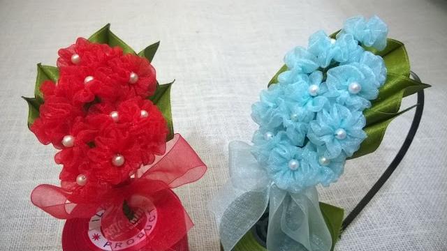 Organza Hydrangea Flower Headband – Flores em Organza