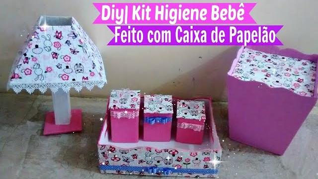 Kit Higiene Bebê Feito com Caixa de Papelão Por Carla Oliveira
