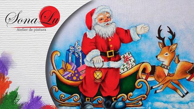 Papai Noel com Renas em Tecido ( Parte 1) Sonalupinturas | Cantinho do Video