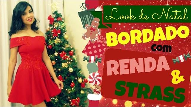 Look de Natal – Bordado com Renda, Strass Cônico e Paetês