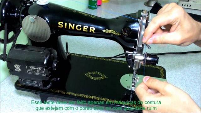 Ajustando a qualidade do ponto da máquina de costura Singer 15C