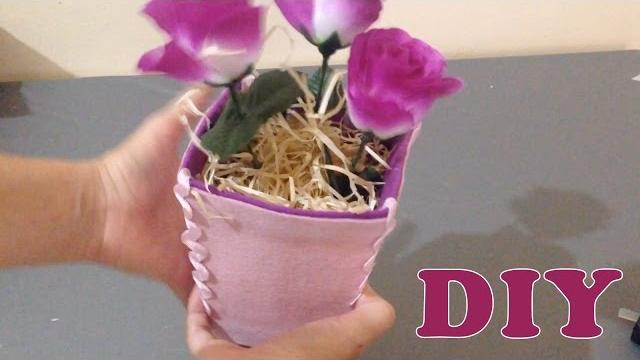 Como Fazer Vaso com Caixa de Leite – Artesanato DIY