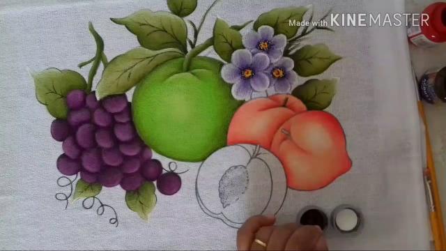 Pintura em tecido para iniciante pêssegos