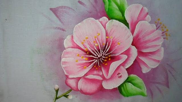 Flor de cerejeira – Pintura em tecido por Marcos Pedro