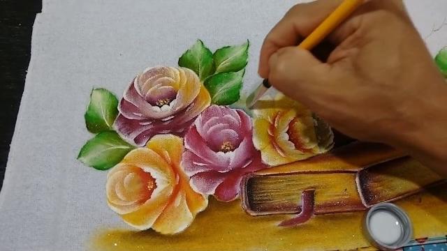 Roberto Ferreira Pintura Rosas sem desenhar ( 2 Parte) Passo a Passo