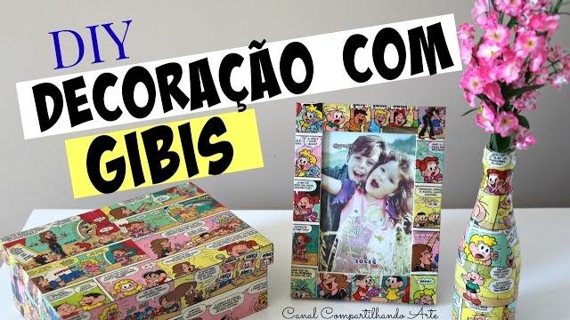 Caixa de MDF, Porta retrato e Garrafa decorados com Gibi / Revista em Quadrinhos