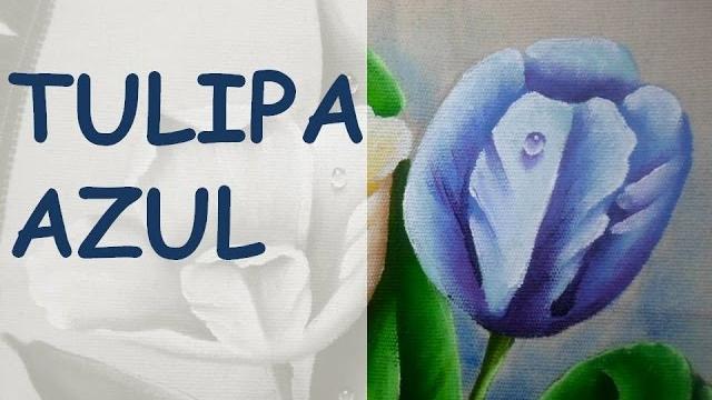 Tulipa Azul – Pintura em tecido – Arte com Marcos Pedro