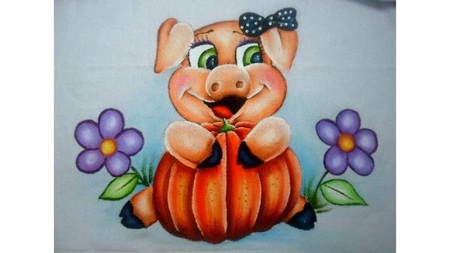 Pintura em tecido Porquinha – Arte com Marcos Pedro
