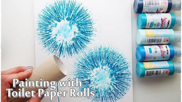 Técnica de pintura usando rolo de papel higiênico