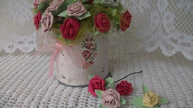 Rosinha flores de papel, paper roses tutorial crafts