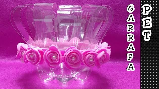 Vaso de garrafa pet – Centro de mesa, lembrancinha, suporte para doces – Reciclagem de garrafa pet