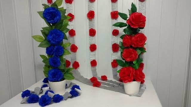 Como fazer arranjo com flores de papel de seda (Artesanato)