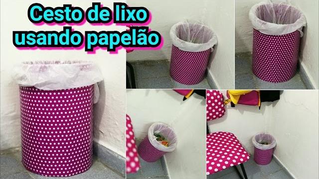 Como fazer Cesto de lixo de papelão por janaina pauferro