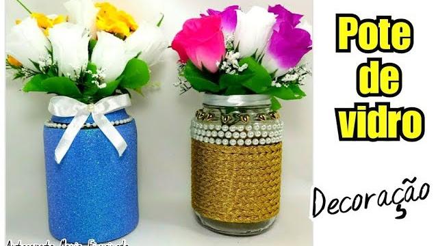 Pote de Vidro Decorado para festas/ casamento, aniversário – Vaso de flores