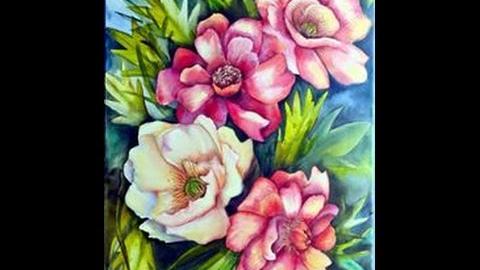 Como pintar flores e folhas em acrílico com  Herminia Devoto