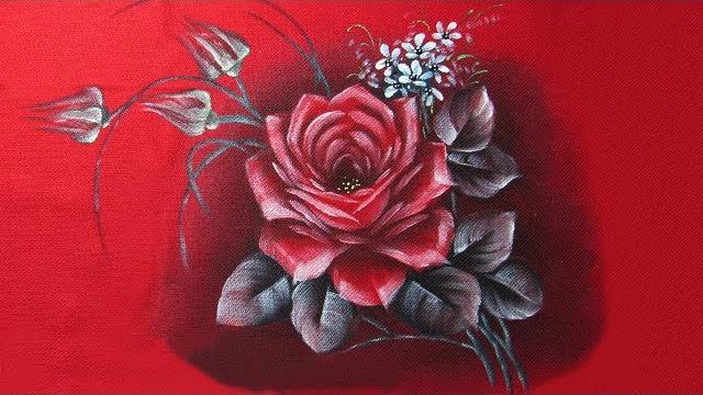 Como Pintar Rosa no Tecido Vermelho