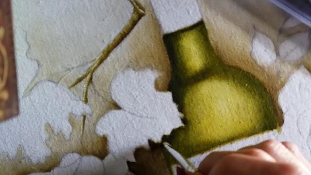 Transparência Garrafa de vinho (verde) – Pintura em tecido Ana Ferrante