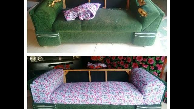 Reformando sofá SEM DESMONTAR com menos de 50 reais usando pregos e cola quente