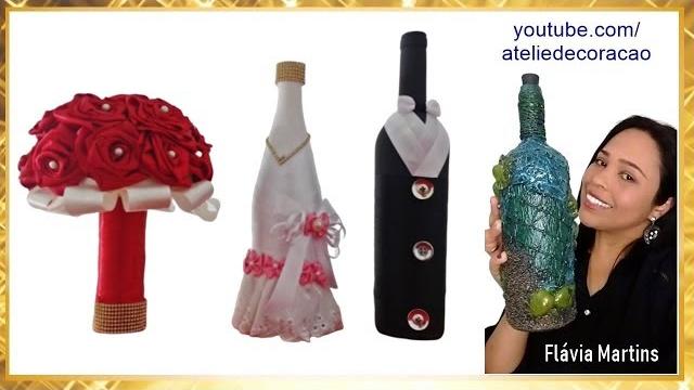 Garrafa decorada para noiva / 15 anos (debutante) – Como hacer botella decorada