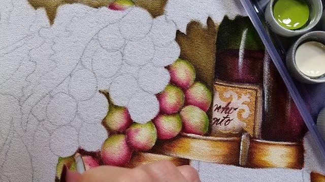 Uvas rosê – Vídeo 1 – Ana Ferrante Pintura em tecido