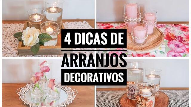 4 centros de mesa com um kit de vasos – arranjos decorativos