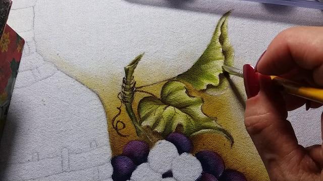 Garrafão uvas e queijo – Vídeo 01 (Apostila digital) Ana Ferrante pinturas em tecido