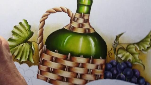 Garrafão uvas e queijo – Vídeo 3 – Pintura em tecido