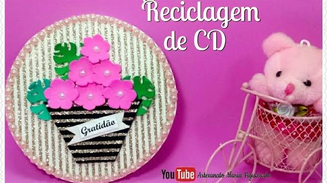 Reciclagem de CD – Quadrinho Decorativo – Quadro da Gratidão