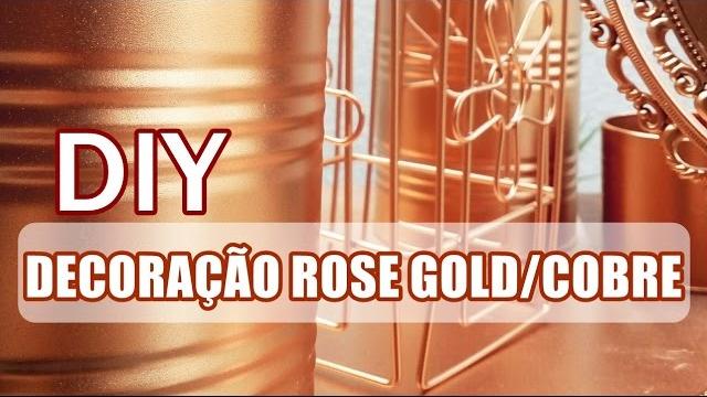 DIY decoração Rose Gold/cobre – bancada de maquiagem
