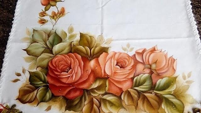 Retoque de pintura em tecido rosas